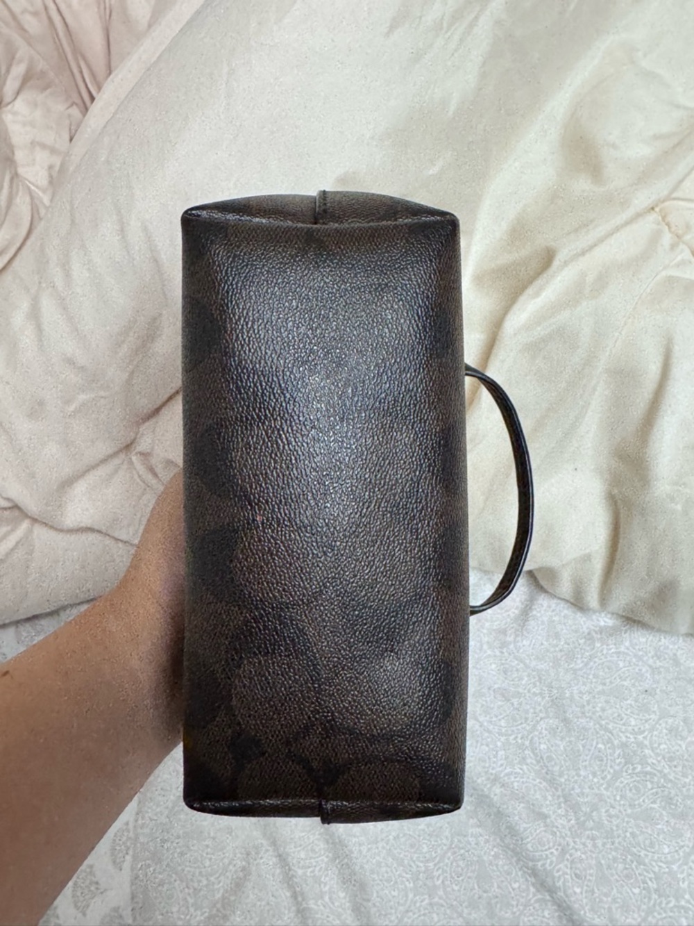 Coach Dark Brown Signature Crossbody Satchel with Black Trim - Picture 4 of 5